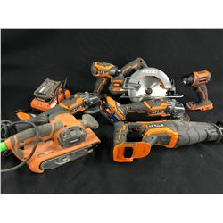 7 RIDGID TOOLS INC. R8693 FLASHLIGHT, R8642 RECIPROCATING SAW, R86042 GRINDER, R86035 HAMMER DRILL,