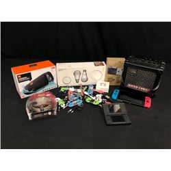 ELECTRONICS INC. NINTENDO SWITCH, NINTENDO DS LITE, BLUETOOTH SPEAKERS, USB CABLES, MICRO CUBE