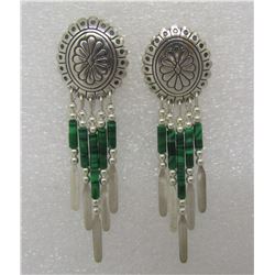 CONCHO MALACHITE EARRINGS STERLING SILVER HEISHI