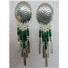 Image 2 : CONCHO MALACHITE EARRINGS STERLING SILVER HEISHI