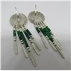 Image 3 : CONCHO MALACHITE EARRINGS STERLING SILVER HEISHI