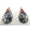 Image 1 : ECK MARK TURQUOISE EARRINGS STERLING SILVER ZUNI