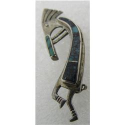 V MARK SPIDERWEB TURQUOISE PIN STERLING SILVER