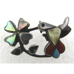 PN & VC HUMMINGBIRD PIN STERLING SILVER ZUNI CHARM