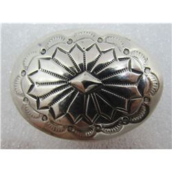 CONCHO PIN STERLING SILVER BROOCH HAND STAMPED