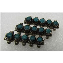 ZUNI SNAKE EYE TURQUOISE PIN STERLING SILVER