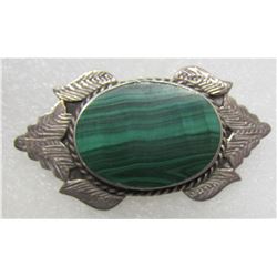 LANDSCAPE MALACHITE PIN STERLING SILVER BROOCH
