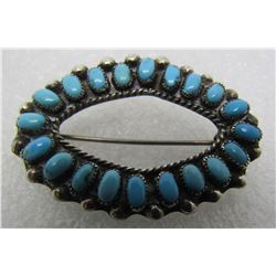 ZUNI KINGMAN TURQUOISE PIN STERLING SILVER