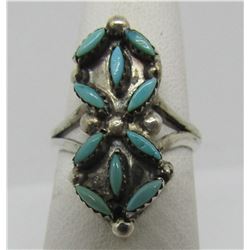 WEE NEEDLEPOINT TURQUOISE RING STERLING SILVER