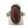 Image 1 : GEM OX BLOOD RED CORAL RING STERLING SILVER