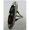 Image 2 : TURQUOISE CORAL SHADOWBOX RING STERLING SILVER