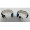Image 3 : INLAY TURQUOISE HOOP EARRINGS STERLING SILVER