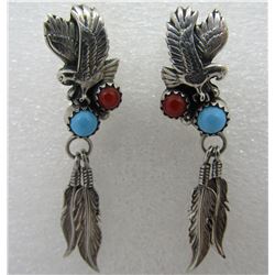 RB MARK TURQUOISE EARRINGS STERLING SILVER EAGLE