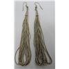 Image 1 : 10 STRAND LIQUID SILVER EARRINGS STERLING 4" LONG