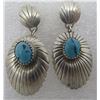 Image 1 : TURQUOISE CONCHO EARRINGS STERLING SILVER