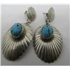 Image 3 : TURQUOISE CONCHO EARRINGS STERLING SILVER