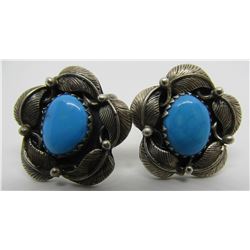 JB MARK GEM TURQUOISE EARRINGS STERLING SILVER