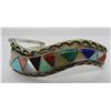 Image 3 : SEOUTEWA ZUNI CUFF BRACELET STERLING SILVER INLAY