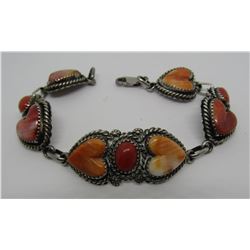 SC SPINY OYSTER SHELL CORAL BRACELET STERLING SILV