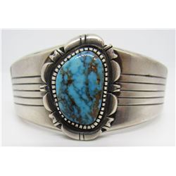 HS TURQUOISE CUFF BRACELET STERLING SILVER MORENCI