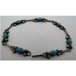 EA PETIT PT TURQUOISE LINK BRACELET STERLING SILVE