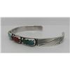 Image 2 : CHEAMA TURQUOISE CORAL CUFF BRACELET STERLING SILV