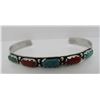 Image 5 : CHEAMA TURQUOISE CORAL CUFF BRACELET STERLING SILV