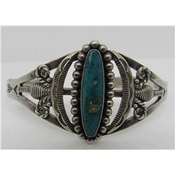 FRED HARVEY ERA TURQUOISE CUFF BRACELET STERLING