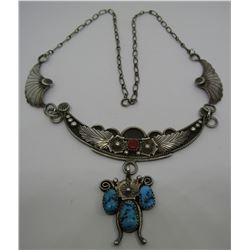 CHEE TURQUOISE CORAL NECKLACE STERLING SILVER