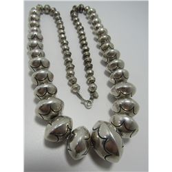 YAZZIE NAVAJO PEARLS NECKLACE STERLING SILVER BEAD