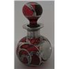 Image 1 : SILVER OVERLAY RUBY RED GLASS PERFUME BOTTLE