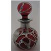Image 2 : SILVER OVERLAY RUBY RED GLASS PERFUME BOTTLE