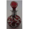 Image 3 : SILVER OVERLAY RUBY RED GLASS PERFUME BOTTLE