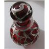 Image 4 : SILVER OVERLAY RUBY RED GLASS PERFUME BOTTLE