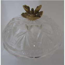 GOLD ORMOLU TRIM ROUND GLASS BOX VANITY CASKET