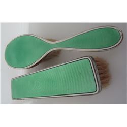 2 STERLING SILVER 935 GUILLOCHE ENAMEL BRUSHES