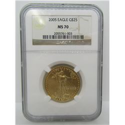 2005 $25 NGC MS 70 GOLD EAGLE UNC MINT
