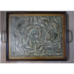 US CURRENCY WOODEN NOTE TRAY 1, 5,10, 20, 50, 100.