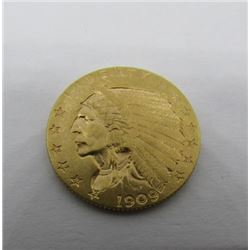 1909 2 1/2 DOLLAR GOLD INDIAN COIN