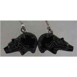ZUNI FETISH TURQUOISE EARRING STERLING SILVER BEAR