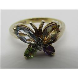 AMETHYST PERIDOT DIAMOND RING GOLD STERLING SILVER