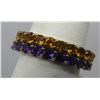 Image 2 : 2 ETERNITY BAND RINGS AMETHYST & CITRINE STERLING