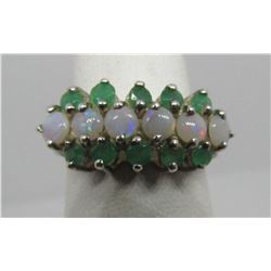 EMERALD OPAL BAND RING STERLING SILVER