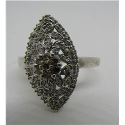 1CT 65 DIAMOND CLUSTER RING STERLING SILVER SIZE10