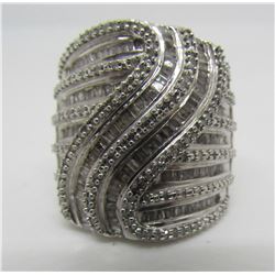 HUGE 2 CARAT DIAMOND CLUSTER RING STERLING SILVER