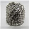Image 1 : HUGE 2 CARAT DIAMOND CLUSTER RING STERLING SILVER