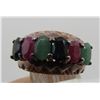 Image 4 : RUBY EMERALD SAPPHIRE BAND RING STERLING SILVER