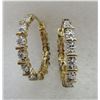 Image 1 : DIAMOND HOOP EARRINGS GOLD ON STERLING SILVER