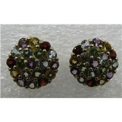 GARNET AMETHYST PERIDOT EARRINGS STERLING SILVER