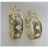 Image 1 : DIAMOND HOOP EARRINGS STERLING SILVER BRASS